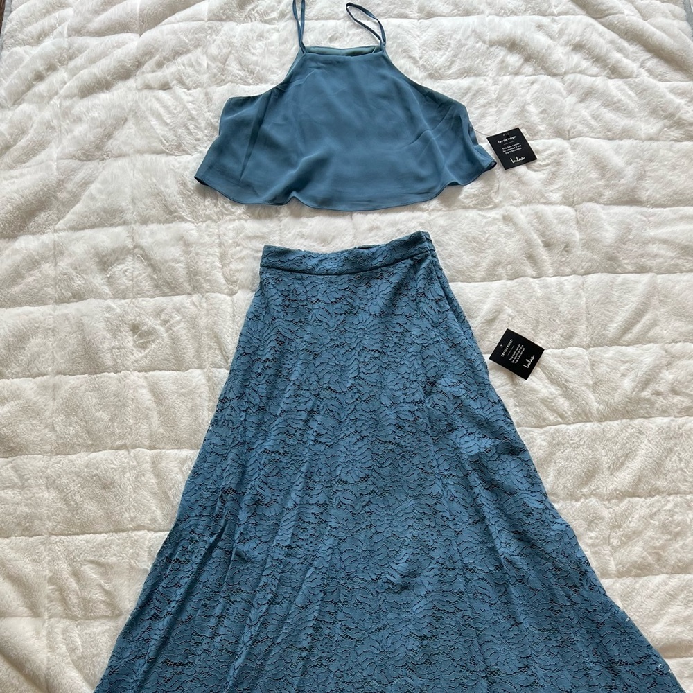 Blue Maxi Skirt Set